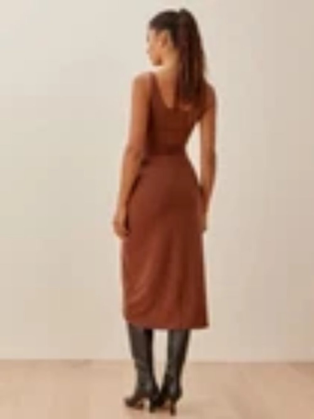 Reformation Kaila Knit Dress in Chestnut - Picture 3 of 6